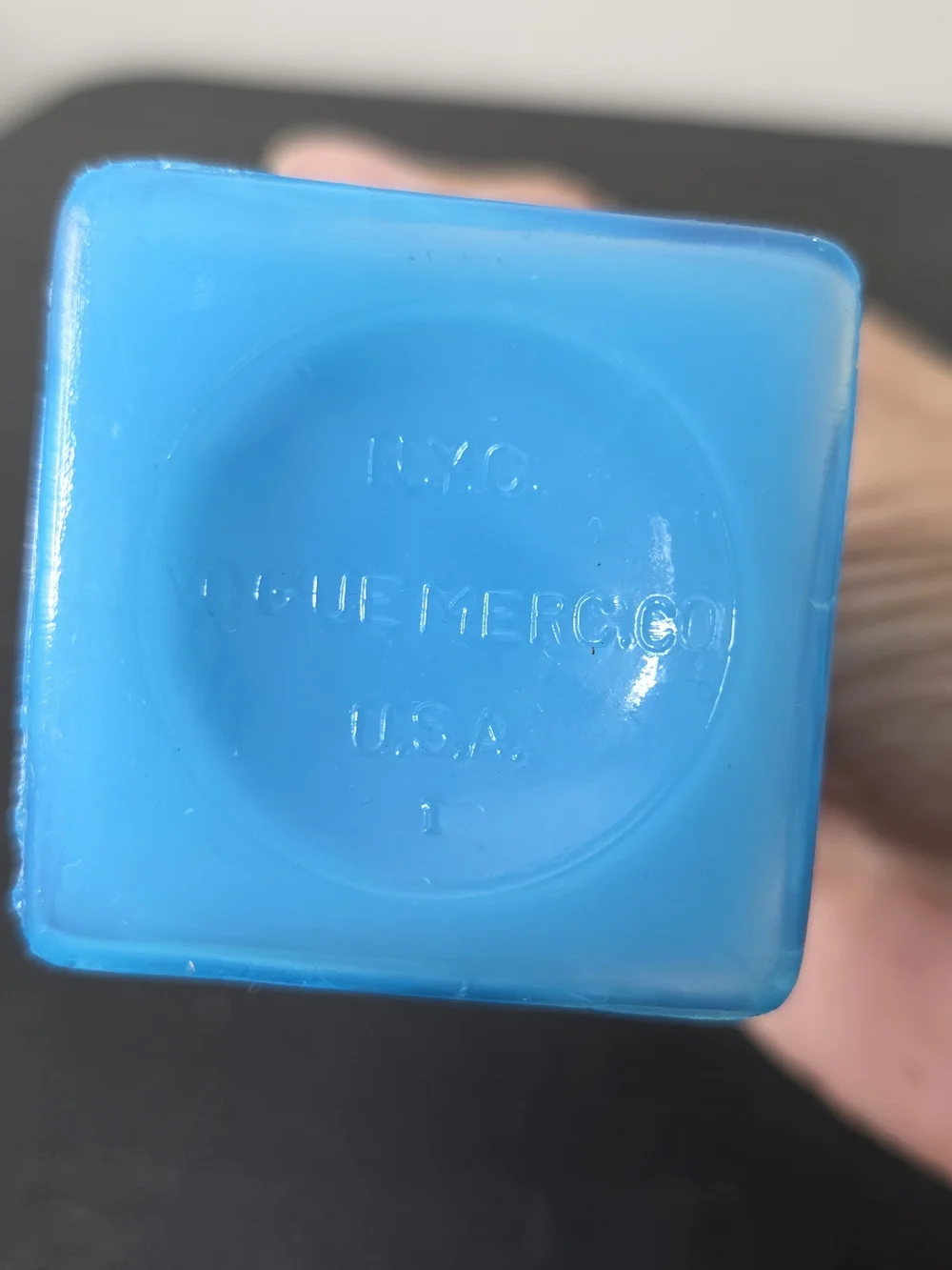 Vintage Vogue Mercantile NYC Blue Slag Milk Glass Toothpick Holder 3.25